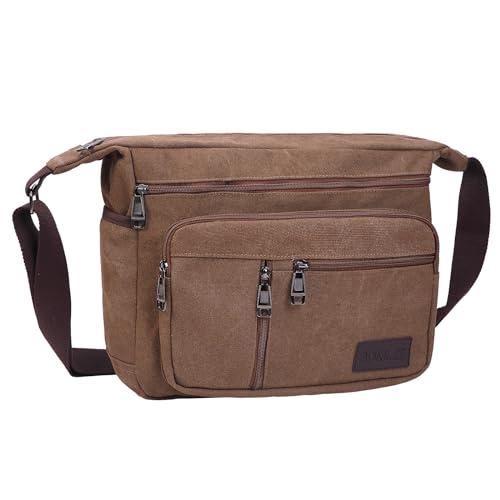 BOMKEE Umhängetasche Herren, Messenger Bag Groß Leinwand Schultertasche Shoulder Tasche 15.6 Zoll Laptop Bag für Arbeit Schule Reisen
