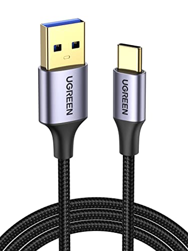 UGREEN USB C Ladekabel QC 3.0 USB C Kabel USB 3.0 5Gbps Nylon USB auf USB C Kabel kompatibel mit Galaxy S23 S22 S21 S10 A73 A72 A523 P30 Lite Redmi 10, Note 9 Pixel 7 iPhone 15 Pro(2m)