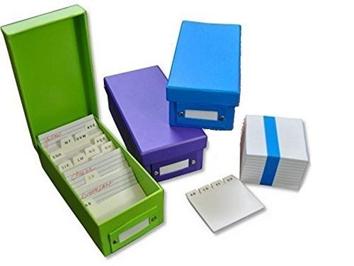 3x Lernbox Karteikasten DIN A8-3 Farben + 1200 Karteikarten