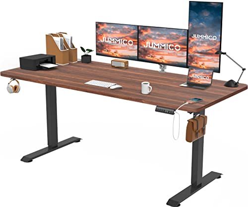JUMMICO Höhenverstellbarer Schreibtisch 150x120 cm(Walnuss)