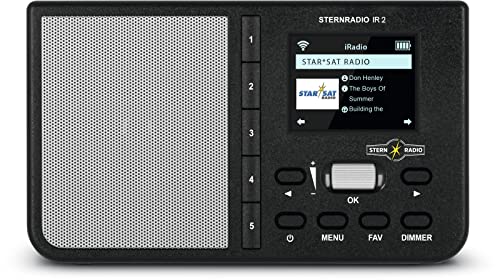 TechniSat STERNRADIO IR 2 - kompaktes Internetradio (WLAN, wechselbarer Akku, Farbdisplay, änderbare Direktwahltasten, Schlafradio-Sender, Wecker, Sleeptimer, Snooze, AUX, App-Steuerung) schwarz