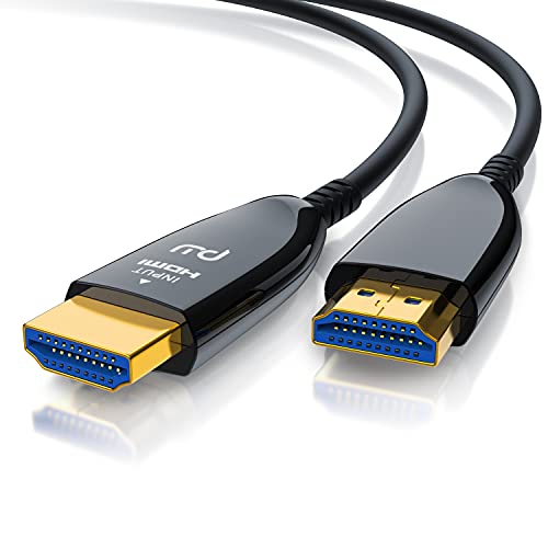 CSL - HDMI Kabel 2.1 Glasfaser - 8K 120Hz – 4k 240Hz - 20m optisches Kabel – HDR10+ - 3D eARC CEC – HDCP 2.3 - HDMI Kabel Ultra High Speed - vergoldete Kontakte – Glasfaserkabel Aluminiumstecker