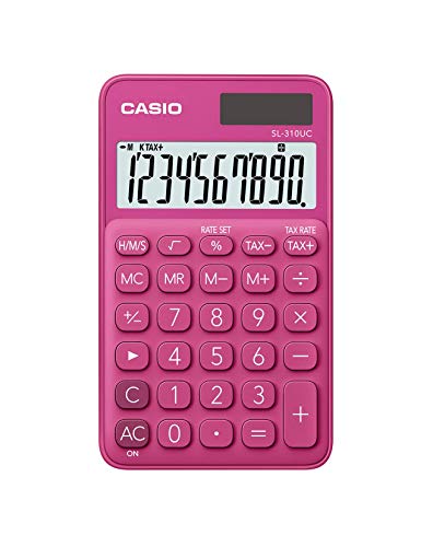 CASIO Taschenrechner SL-310UC, 10-stellig, Trendfarben, Steuerberechnung, Tausenderunterteilung, Solar-/Batteriebetrieb, 1 Stück, 0.8 x 7 x 11.8 cm