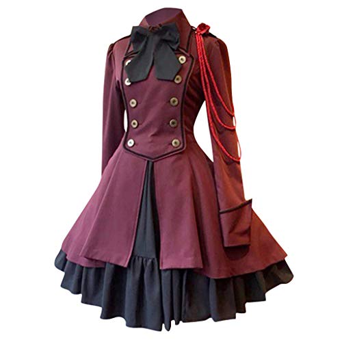 Zylione Prinzessin Frauenkleid Kragen Patchwork-Vintage-Mode Gothic-Court Frauenkleid Dienstmädchen Kostüm Cosplay Billig