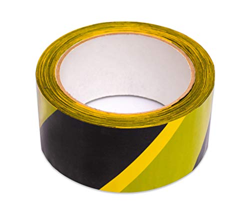 Warnband Sicherheitsmarkierung Absperrband Klebeband Gelb und Schwarz (48 mm x 33 Meter) zur Markierung gefährlicher Bereiche und zum Anbringen sicherer Abstände (150 mikron)