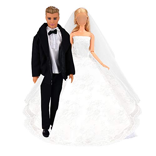 Miunana Formales Anzug Kleid Kleidung Hochzeits mit Brautschleier für 11,5 Zoll Puppen