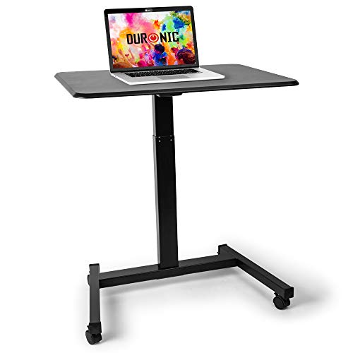Duronic WPS47 Arbeitstisch | Laptoptisch 80 x 60 cm bis 30 kg | Computertisch mit Rollen | Höhenverstellbarer Projektortisch für Beamer | Sitz-Stehtisch Schreibtisch Rolltisch Beistelltisch Sofatisch