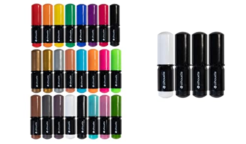 AEROGRAFANDO 24 Farbstifte mit 4 Stiften schwarz/weiß für Plotter Cameo, Portrait und Curio