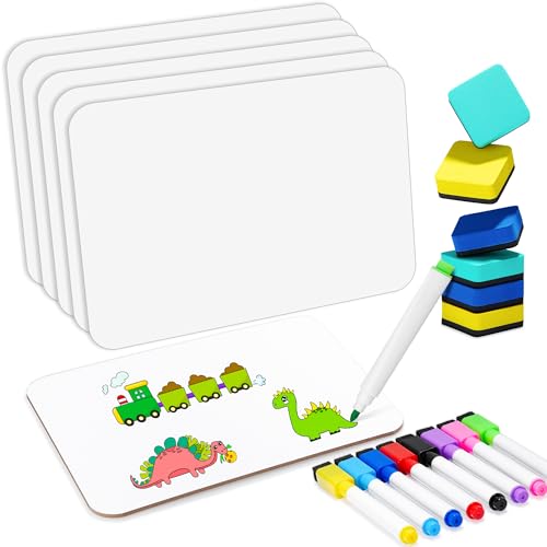 6 Packs Dry Erase Board - 9' x 12' kleine doppelseitige weiße Tafel mit 6 trockenen Radiergummis & 8 farbigen Markern Mini Whiteboard für Studenten Kinder Klassenzimmer Büro CP08MX1