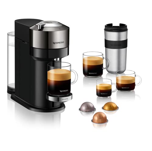 Nespresso Krups XN910C Vertuo Next Kaffeekapselmaschine | 1,1 L Wassertank | Kapselerkennung durch Barcode | 6 Tassengrößen | Power-Off Funktion | 54% aus recyceltem Kunststoff | Dunkles Chrom