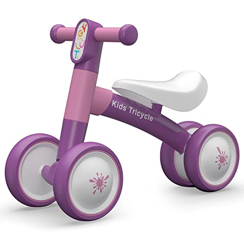 XIAPIA Kinder Laufrad Lauflernrad Erstes Fahrrad mit 4 Räder ohne Pedal, Baby Rutschrad Spielzeug für Jungen Mädchen ab 1 Jahr als Geburztag Weinachten Geschenk (Lila_New)