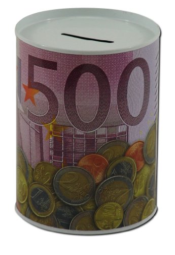 RUNDE Spardose Sparbüchse Motiv 500 Euro Schein Geld Münzen Sparschwein Sparen sammeln