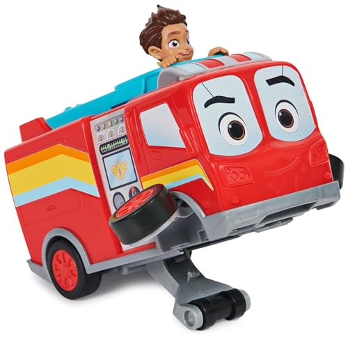 Disney Junior Firebuds, BO and Flash Feuerwehrauto Spielzeugfahrzeug mit Rückzugfunktion und Wheelie Action, Kinderspielzeug für Jungen und Mädchen ab 3 Jahren