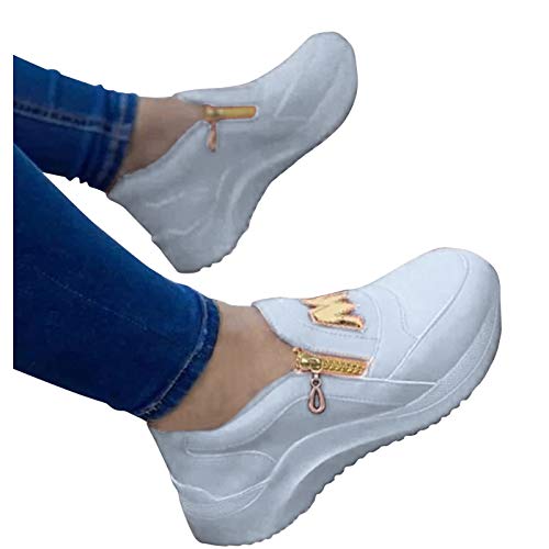 Dasongff Damen Freizeitschuhe Bequeme Air Laufschuhe Women's Fashion Casual Comfortable Wedges Zipper Sneaker Running Shoes