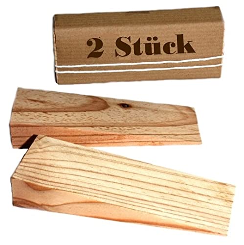 Türkeile Holz 2 Stück 12 x 2 x 4,5 cm - kein Türknallen mehr - Wandschutz - Türstopper Boden - perfekt für Fliesen oder Teppichboden und andere Böden - Unterlegkeile (Lärchenholz)