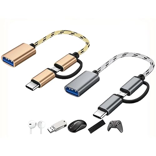 GIMIRO 2 Stück/Pack 2-in-1 USB C/Micro zu USB OTG Adapter, USB C zu USB Konverter, Typ C zu USB OTG Adapter Kompatibel mit Samsung Galaxy Android Huawei iMac