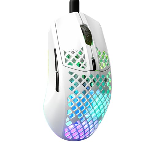 SteelSeries Aerox 3 - RGB Gaming-Mouse mit Öffnungen in der Oberfläche - Federleichtes, wasserabweisendes Design - Optischer TrueMove Core-Sensor mit 8.500 DPI - Snow