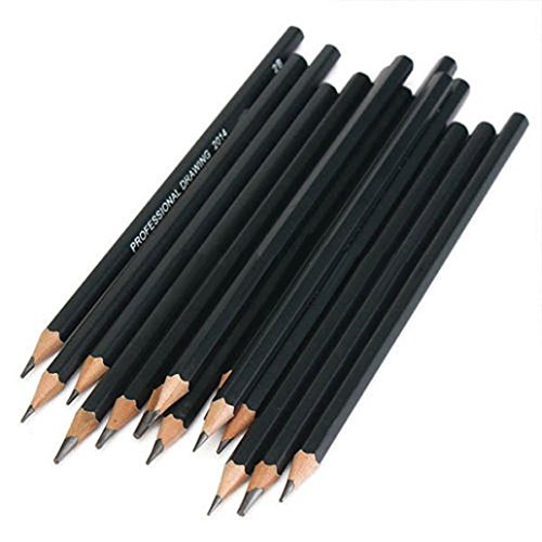 FOReverweihuajz Ausverkauf! 14 Stück Professional Art Sketch Bleistift Set (12b 10B 8B 7B 6B 5B 4B 3B 2B 1B HB 2H 4H 6h) Schüler zeichnen Malwerkzeug Set-schwarz