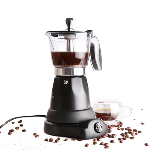 Besmall Espressomaschine Elektrische Kaffeemaschine Moka Maker Krug elektrischer Boden 360° drehbar Automatische Abschaltung Espressokanne Espresso Italienischen Kaffee