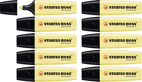Textmarker - STABILO BOSS ORIGINAL Pastel - 10er Pack - pudriges Gelb