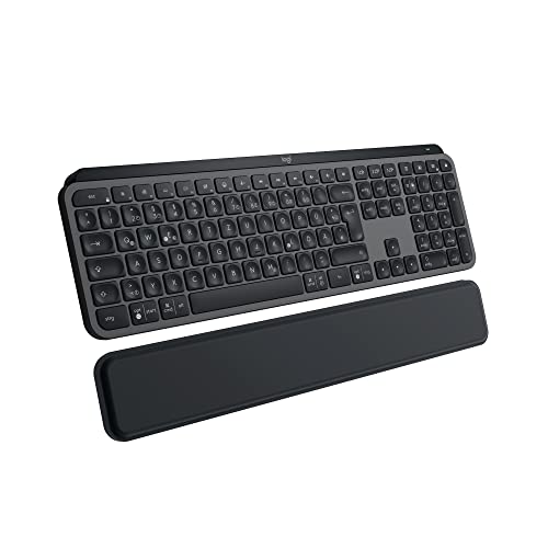 Logitech MX Keys S Plus kabellose Tastatur, Low Profile, Fluid Quiet Typing, Programmable, Backlighting, Bluetooth, Rechargeable, für Windows PC/Linux/Chrome/Mac- Graphit, Deutsches QWERTZ-Layout