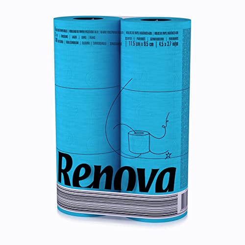 renova 3-8-layer toiletpapierrollen, zacht, Gekleurd, 6 stuks blauw