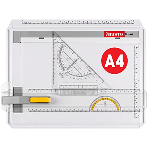 Aristo AR70442 Geo-Board Zeichenplatte (Format: A4, schlagfester Kunststoff, inkl. Schnellzeichendreieck AR7090) weiß