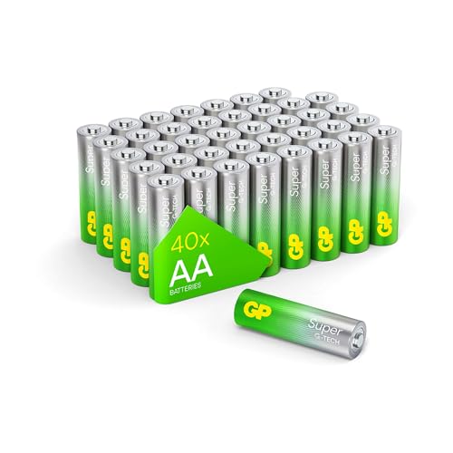 GP Batterien AA 1,5V Super Alkaline Longlife G-TECH Technologie, Vorratspack mit 40 Stück Mignon AA Batterien in praktischer Briefkasten-tauglicher Versandverpackung