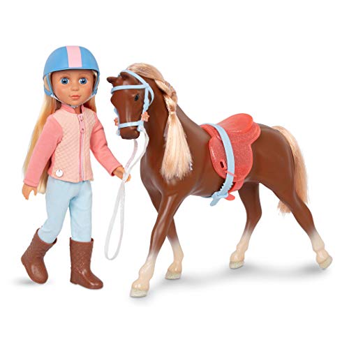 Glitter Girls Puppe Milla und Pferd Milkyway mit Zubehör – Reiter Puppenzubehör 36 cm Puppen mit Zaumzeug, Sattel – Puppenhaus Accessoires, Reitpuppe Spielzeug für Kinder ab 3 Jahren