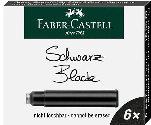 Faber-Castell 185507 - Tintenpatronen Standard, 6 Stück, schwarz, nicht löschbar