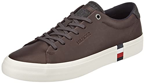 Tommy Hilfiger Herren Vulcanized Sneaker Modern Vulc Premium Leather Schuhe , Braun (Chocolate), 43 EU