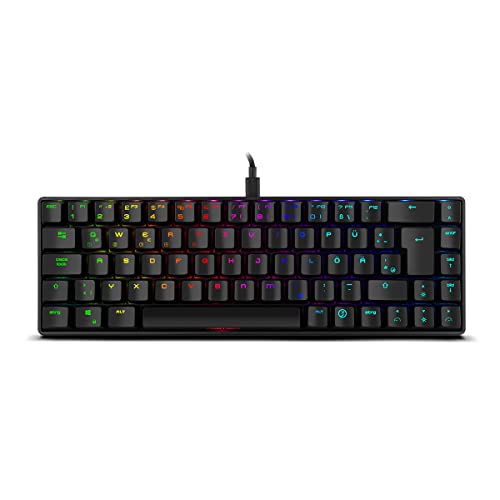 Ozone Gaming Mini Tactical Keyboard -OZTACTICALDE- Mechanische Tastatur ohne Ziffernblock, Bluetooth, Outemu Red Switches, RGB LED Beleuchtung, leise, DE Layout, Schwarz