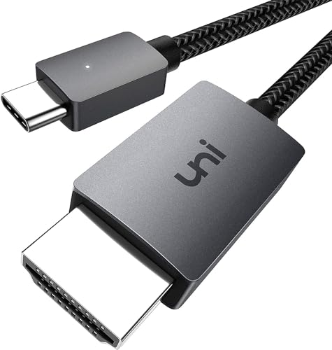 uni USB-C-auf-HDMI-Kabel 4K UHD (Thunderbolt 4/3) Typ C auf HDMI für Heimkino/Arbeit [geflochten, durable] für iPhone 15 Pro, MacBook Air/Pro, iPad Pro, Samsung S23/S10, Chromebook, TV usw.