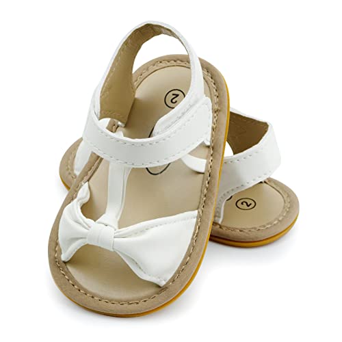 RVROVIC Baby Jungen Mädchen Sandalen Premium Weiche Anti-Rutsch Gummisohle Säugling Sommer Outdoor Schuhe Kleinkind Erste Walker,7-Weiß, 6-12 Monate