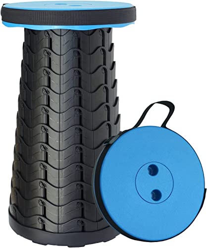 Ballsea Tragbarer Klapphocker. Max. Tragfähigkeit 180 kg, Campinghocker, Teleskopischer Hocker, Klappbarer Hocker (blau)