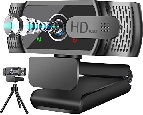 Full HD1080P Webcam mit Mikrofon, Automatischer Lichtkorrektur, Neefeaer USB mit Abdeckung Stativ,110° Weitwinkel, Kamera für PC, Laptop, Computer, Linux, Mac