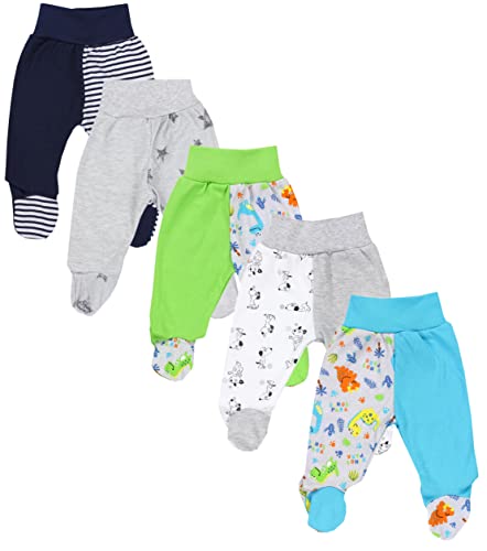 TupTam Baby Unisex Hose mit Fuß Bunte 5er Pack, Farbe: Junge 4, Größe: 50