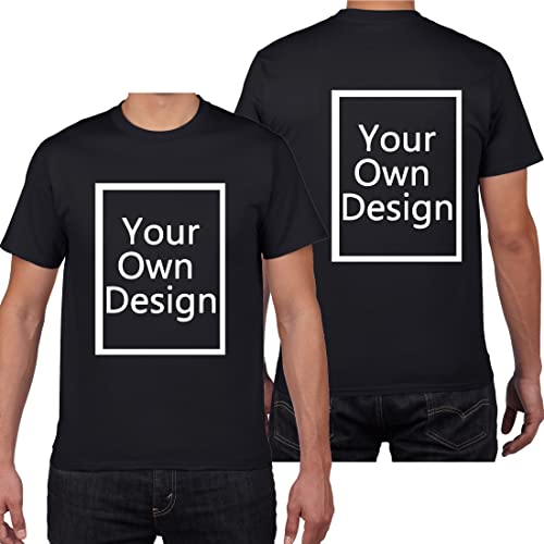 ALRRGPB Individuelle T-Shirts für Männer/Frauen entwerfen Sie Ihr eigenes Shirt fügen Sie Text/Bild/Logo hinzu, personalisiertes Baumwoll-T-Shirt auf, Foto vorne/hinten, Kurzarm, L
