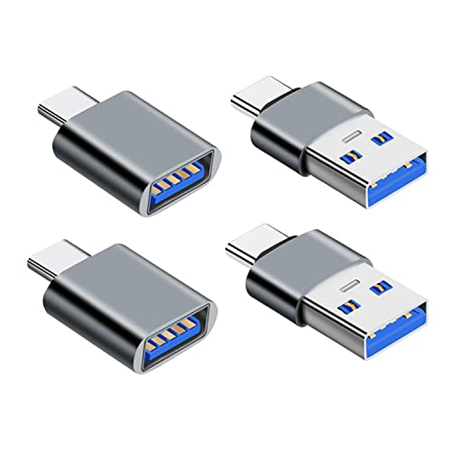 USB C Adapter(4 Stück), Adapter USB auf USB C Stecker,USB C Stecker auf USB Stecker Adapter, OTG Adapter kompatibel mit Tablets, MacBook Pro, Samsung Galaxy und Anderen Typ C Handys