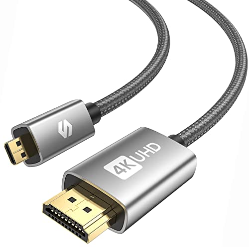 Silkland Micro HDMI auf HDMI Kabel 2M, 4K@60Hz, Micro HDMI Kabel Unterstützt Ethernet, 3D, HDR und ARC, Micro HDMI to HDMI Kompatibel mit GoPro Hero 9/8/7/6/5, Raspberry Pi 4, Sony Kamera A6300 A6400