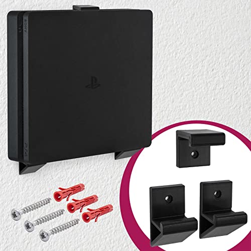 Wand Halterung Konsolen Halter Kippschutz Schwarz für Sony PlayStation 4 PS4 Slim