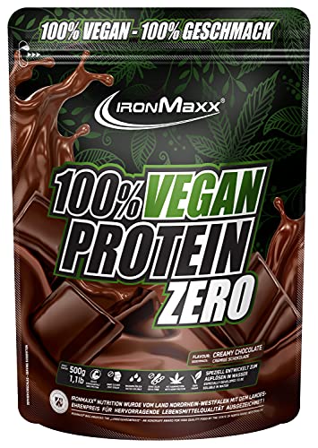 IronMaxx 100% Vegan Protein Zero - Creamy Chocolate 500g | zuckerfreies und proteinreiches Eiweißpulver aus 4 Komponenten | veganes Proteinpulver ohne Aspartam