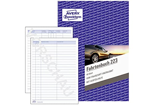 AVERY Zweckform 223 Fahrtenbuch (für PKW, vom Finanzamt anerkannt, A5, auf 80 Seiten für insgesamt 858 Fahrten, für Deutschland und Österreich zur Abgrenzung privater und geschäftlicher Fahrten)