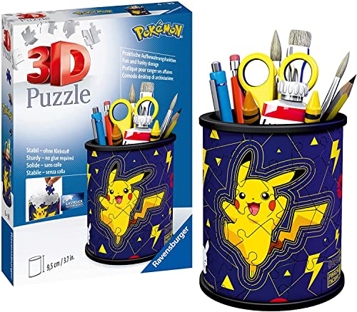 Ravensburger 3D Puzzle 11257 - Utensilo Pokémon Pikachu - 54 Teile - Stiftehalter für Pokémon Fans ab 6 Jahren, Schreibtisch-Organizer für Kinder, Pokémon Spielzeug, Pokémon Geschenk