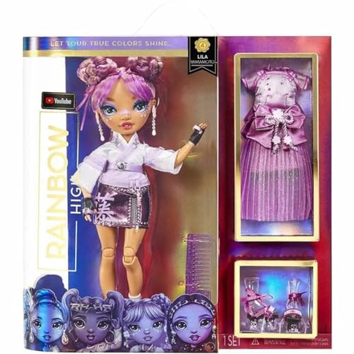 Rainbow High Modepuppe - Lila Yamamoto - Lila Puppe - Inkl. 2 Mix & Match Designer-Outfits und Accessoires - Für Sammler und Kinder von 6-12 Jahren