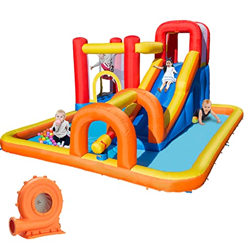Baralir Hüpfburg mit Gebläse, Trocken-/Wasserrutsche, Kann 3~5 Kinder gleichzeitig beherbergen. Children's Bouncy Castle for Indoor or Outdoor use 400×320×200CM