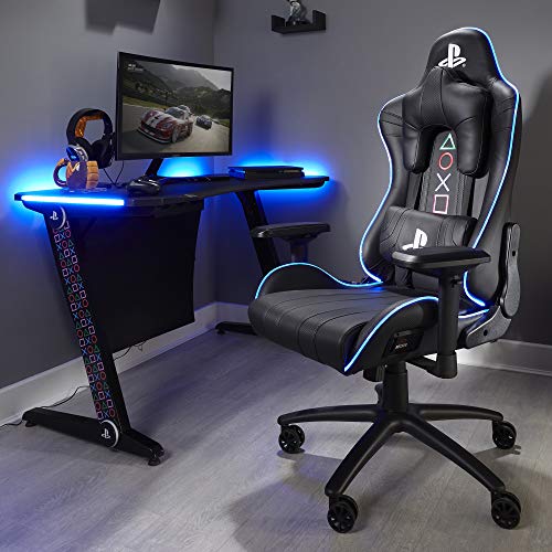 X Rocker Amarok Playstation ergonomischer Gaming Stuhl/Bürostuhl/Schreibtischstuhl mit 3D-Armlehnen & LED-Beleuchtung, drehbar und höhenverstellbar bis 120kg