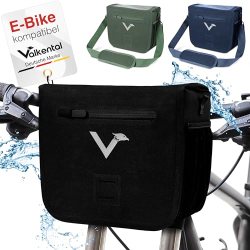 Valkental - Hochwertige & Nachhaltige Lenkertasche mit 7L Volumen | wasserdichte Fahrradtasche Lenker mit Magnetverschluss | Handyfach