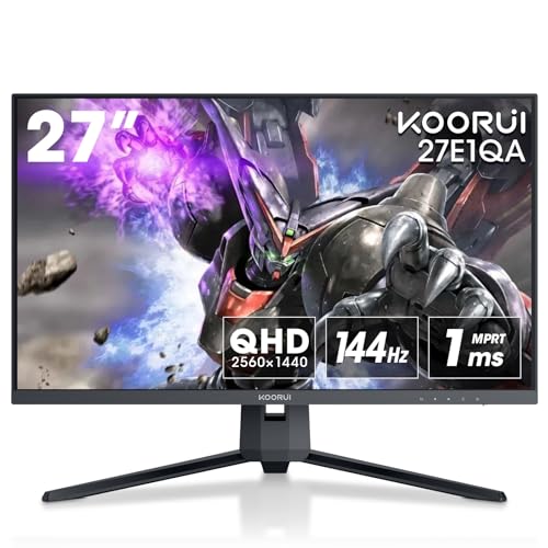 KOORUI Gaming Monitor 27 Zoll QHD 144 Hz, 1ms, DCI-P3 90% Farbumfangs, Adaptive Sync, 2560x1440, HDMI, DisplayPort