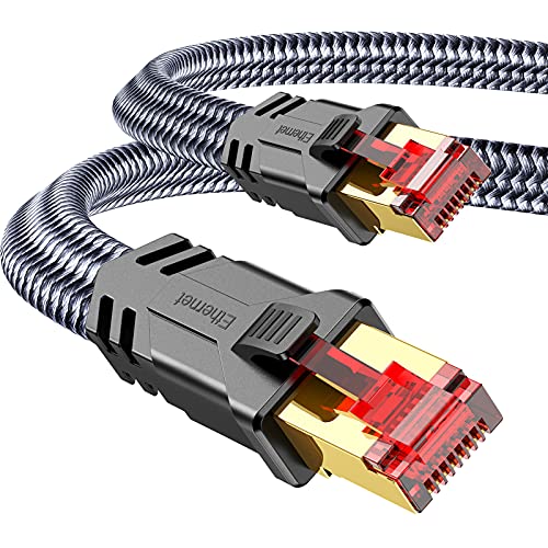 SNOWKIDS Cat 8 LAN Kabel 5m, 40Gbps Netzwerkkabel Ethernet Kabel 2000MHz S/FTP RJ45 POE Gigabit Nylon Patchkabel für PS5 Router Modem TV Switch Laptop